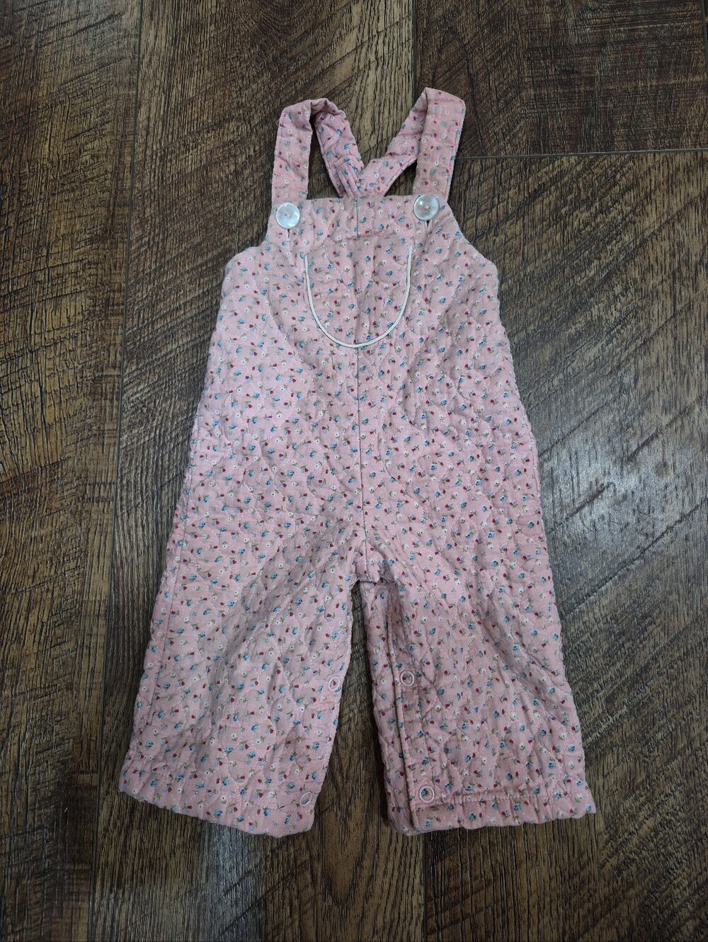 Vintage Baby Girl's Magic Years Sweet Floral Quilted Overalls 0-6 Months